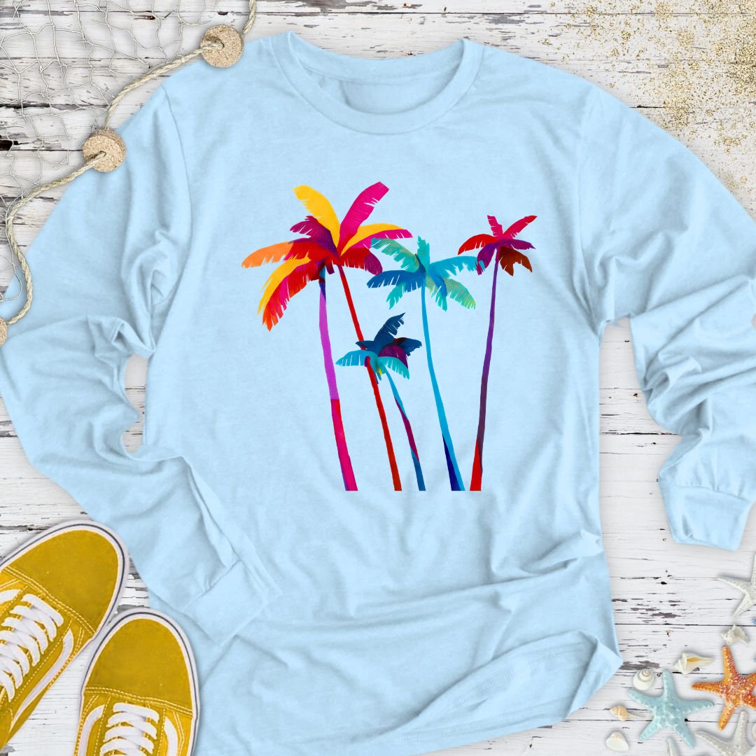 Artistic Palm Trees Long Sleeve Tee
