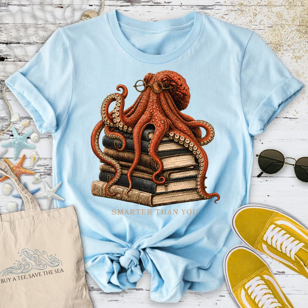Smarter Than You, Octopus T-Shirt in Light Blue - Dolce Reverie
