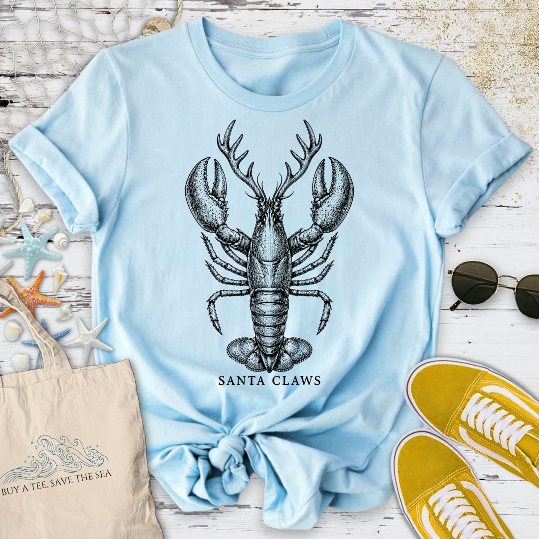 Santa Claws Lobster T-Shirt in Light Blue - Dolce Reverie