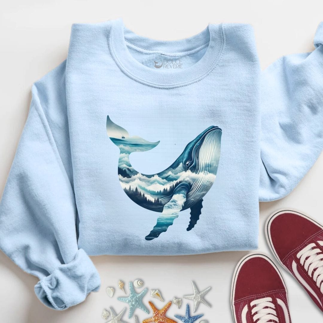 Mountain Whale Sweatshirt S / Light Blue