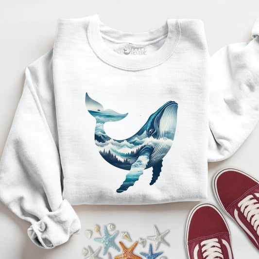 Mountain Whale Sweatshirt S / White