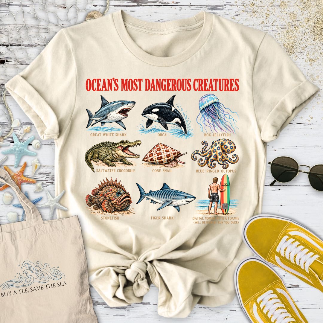 Ocean's Most Dangerous Creatures T-Shirt in Natural - Dolce Reverie