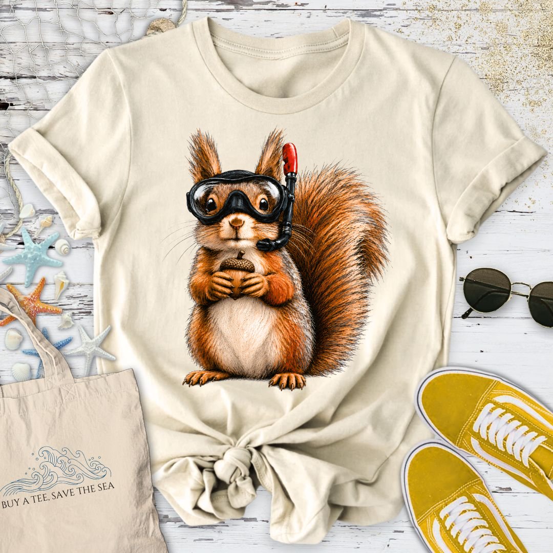 Scuba Diver Squirrel T-Shirt in Natural - Dolce Reverie