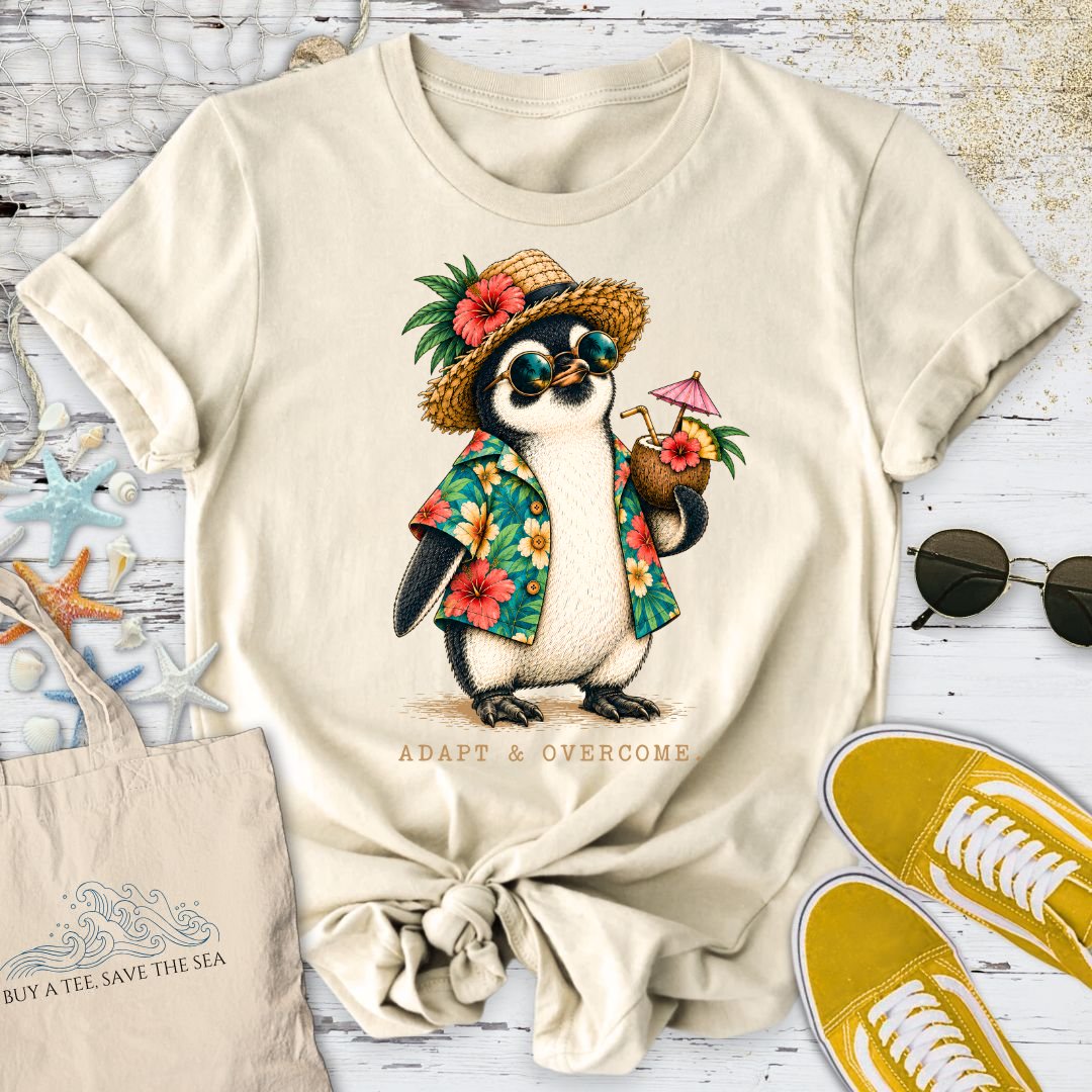 Adapt & Overcome, Penguin T-Shirt in Natural - Dolce Reverie
