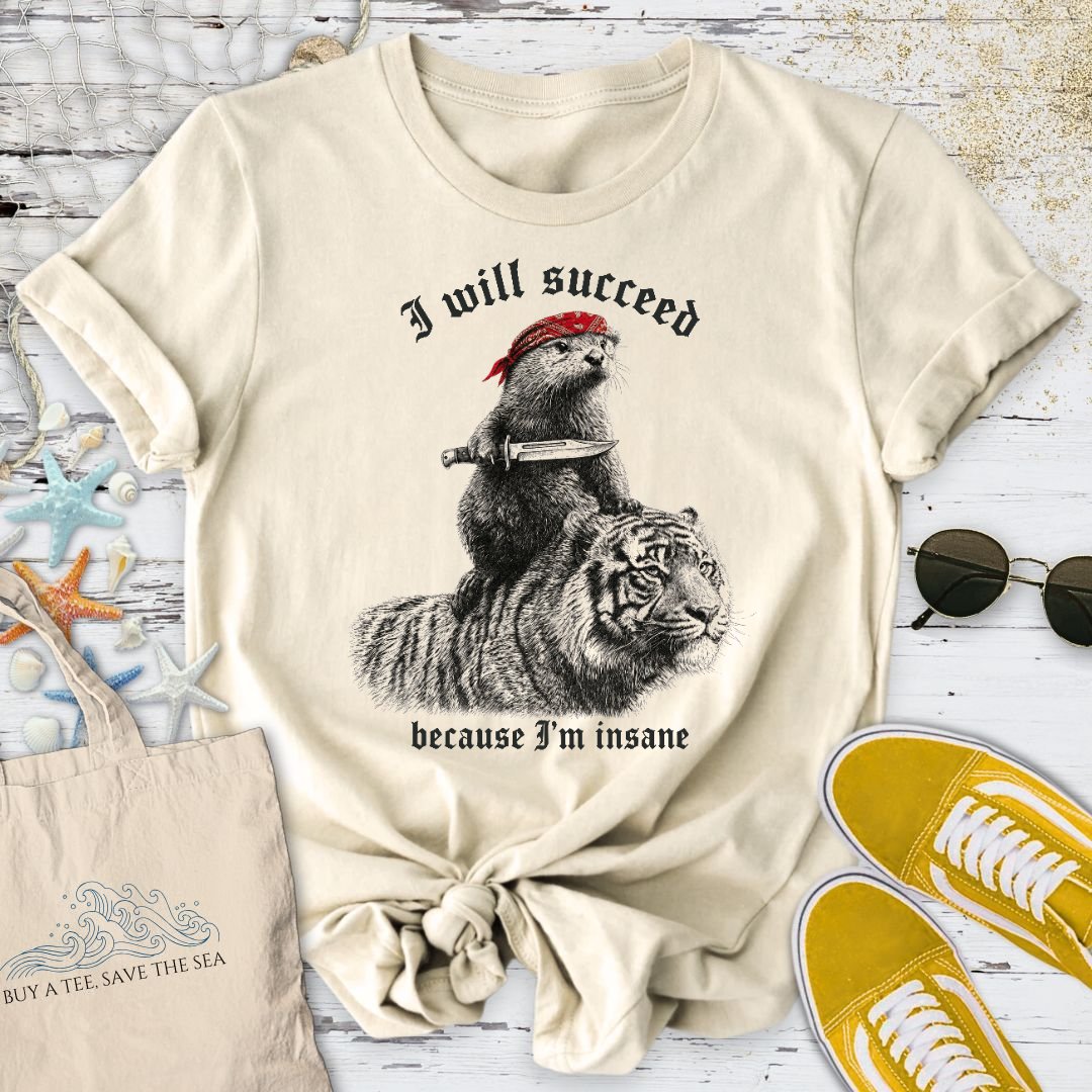 I Will Succeed, Sea Otter T-Shirt in Natural - Dolce Reverie