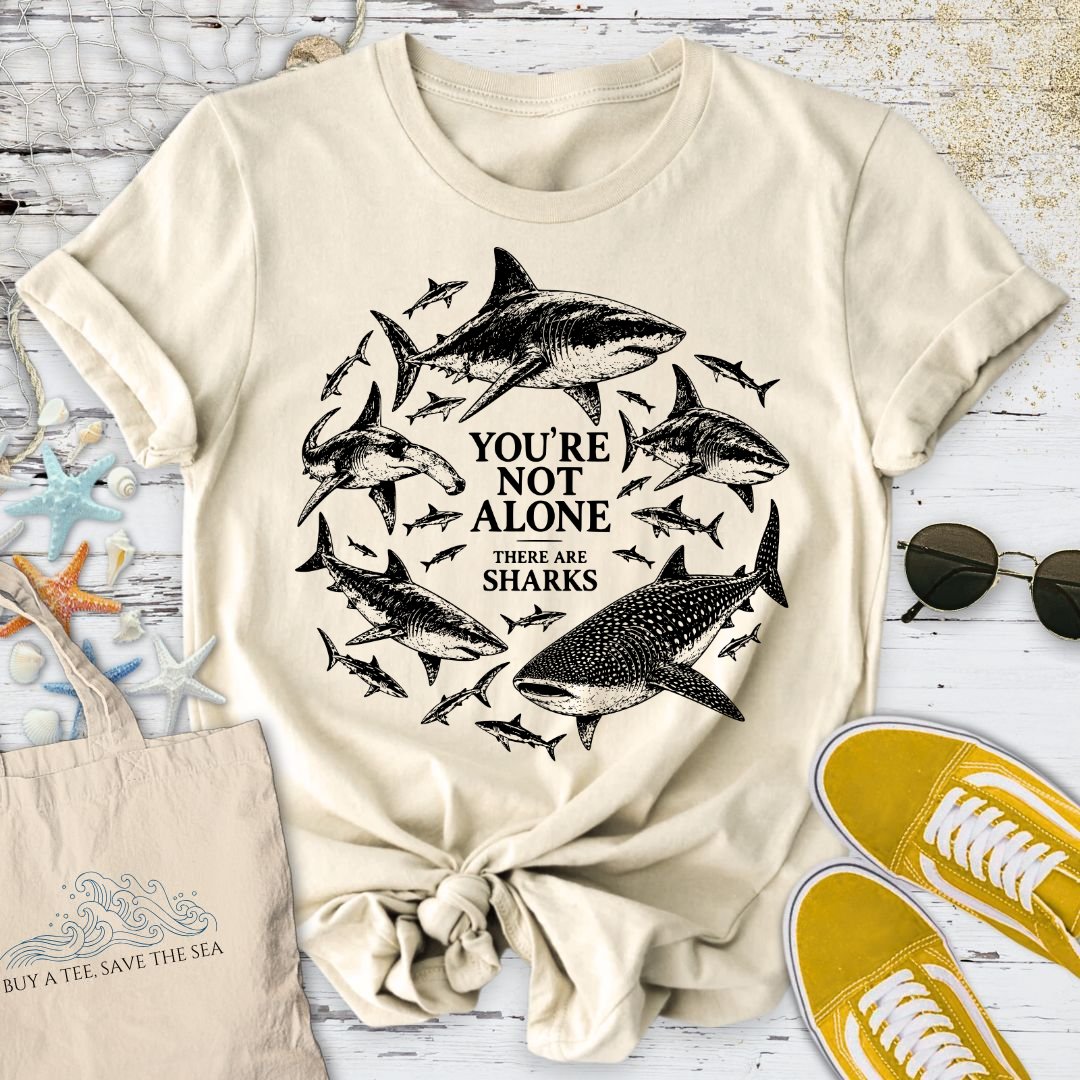 You're Not Alone, Sharks T-Shirt in Natural - Dolce Reverie