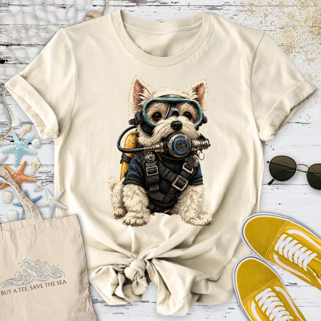 Scuba Diver Dog T-Shirt in Natural - Dolce Reverie