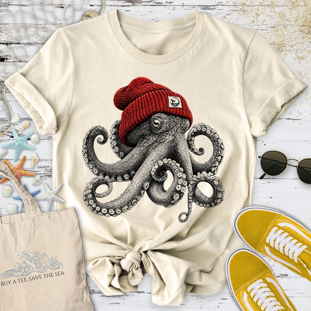 Red Beanie Octopus T-Shirt