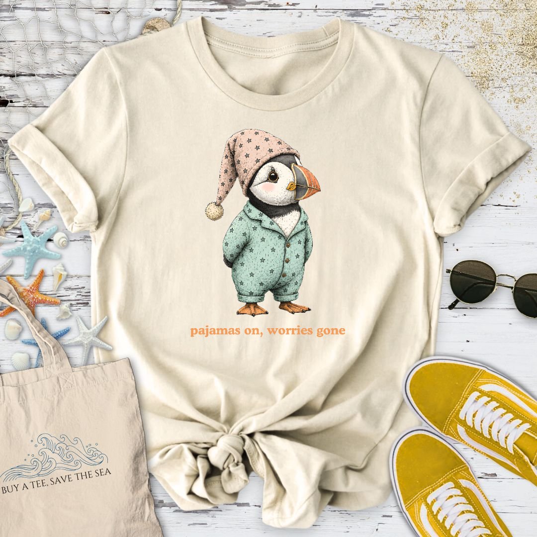 Pajamas On Worries Gone, Puffin T-Shirt