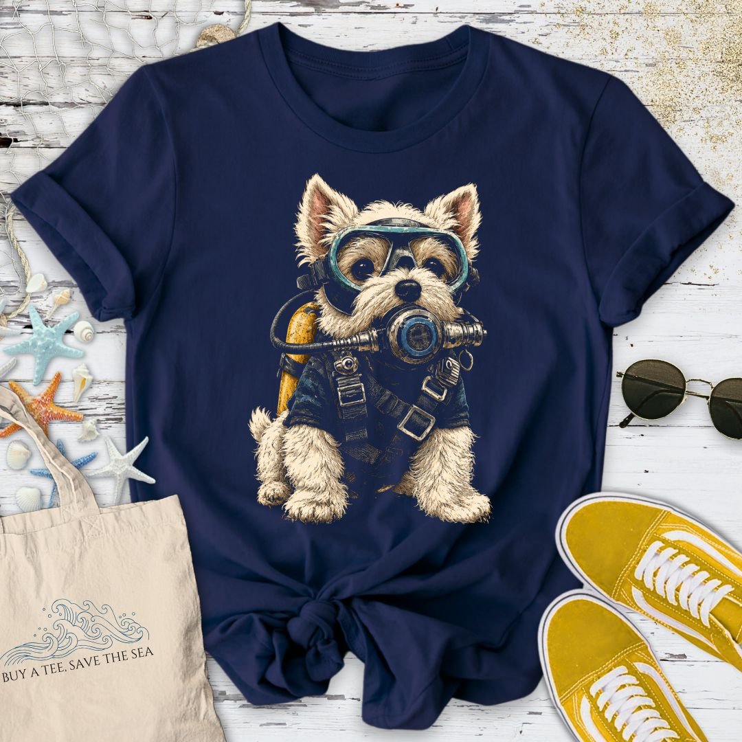 Scuba Diver Dog T-Shirt in Navy - Dolce Reverie