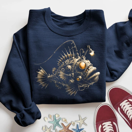 Steampunk Anglerfish Sweatshirt in Navy - Dolce Reverie