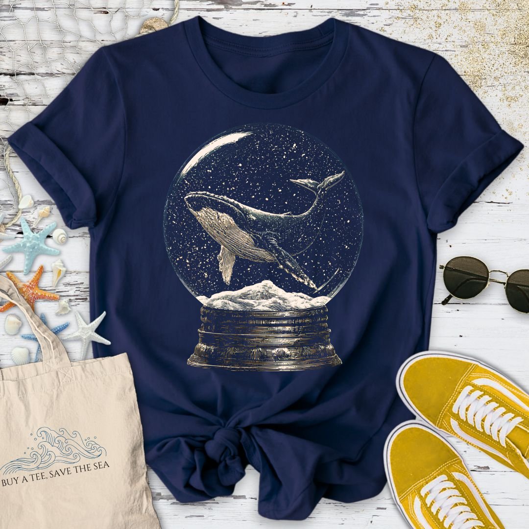 Whale Snow Globe T-Shirt in Navy - Dolce Reverie
