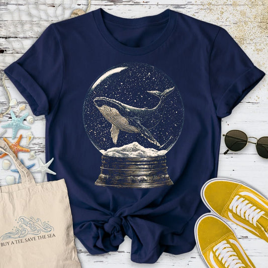 Whale Snow Globe T-Shirt in Navy - Dolce Reverie