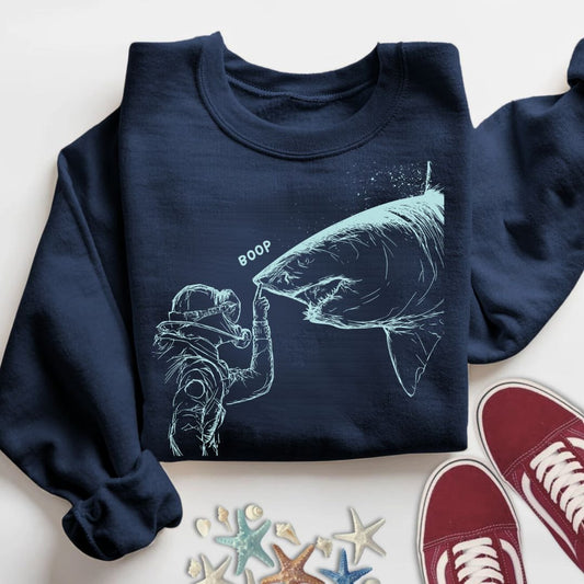 Boop, Shark Sweatshirt in Navy - Dolce Reverie