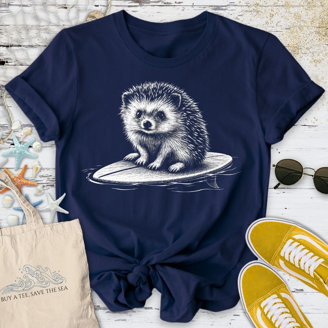 Surfing Hedgehog T-Shirt in Navy - Dolce Reverie
