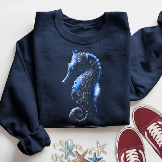 Steampunk Seahorse Sweatshirt in Navy - Dolce Reverie