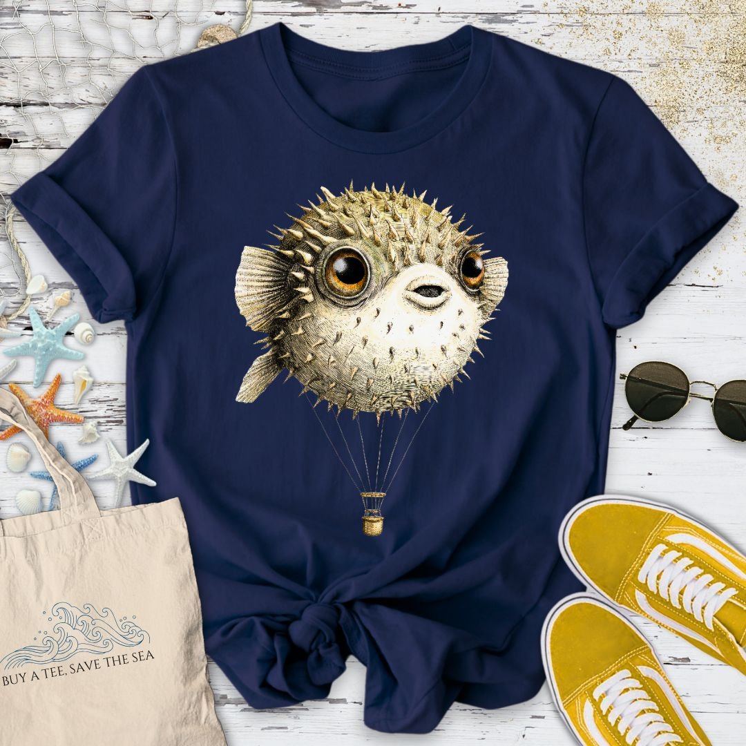 Pufferfish Balloon T-Shirt in Navy - Dolce Reverie