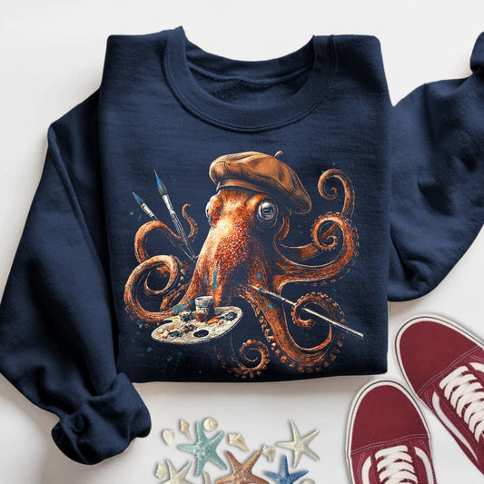 Artist Octopus Sweatshirt in Navy - Dolce Reverie