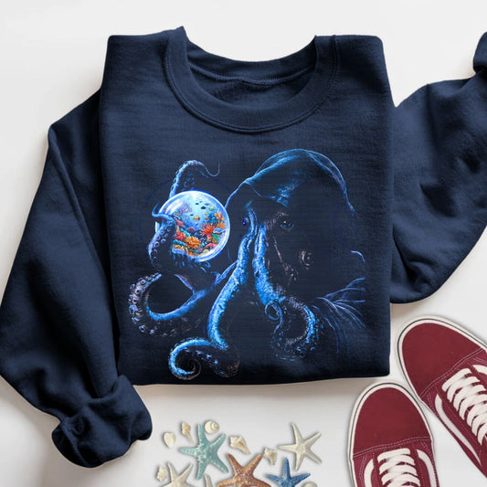 Vision Of Hope, Octopus Sweatshirt in Navy - Dolce Reverie