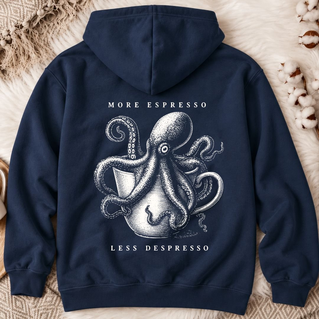 Espresso Octopus Back Print Hoodie