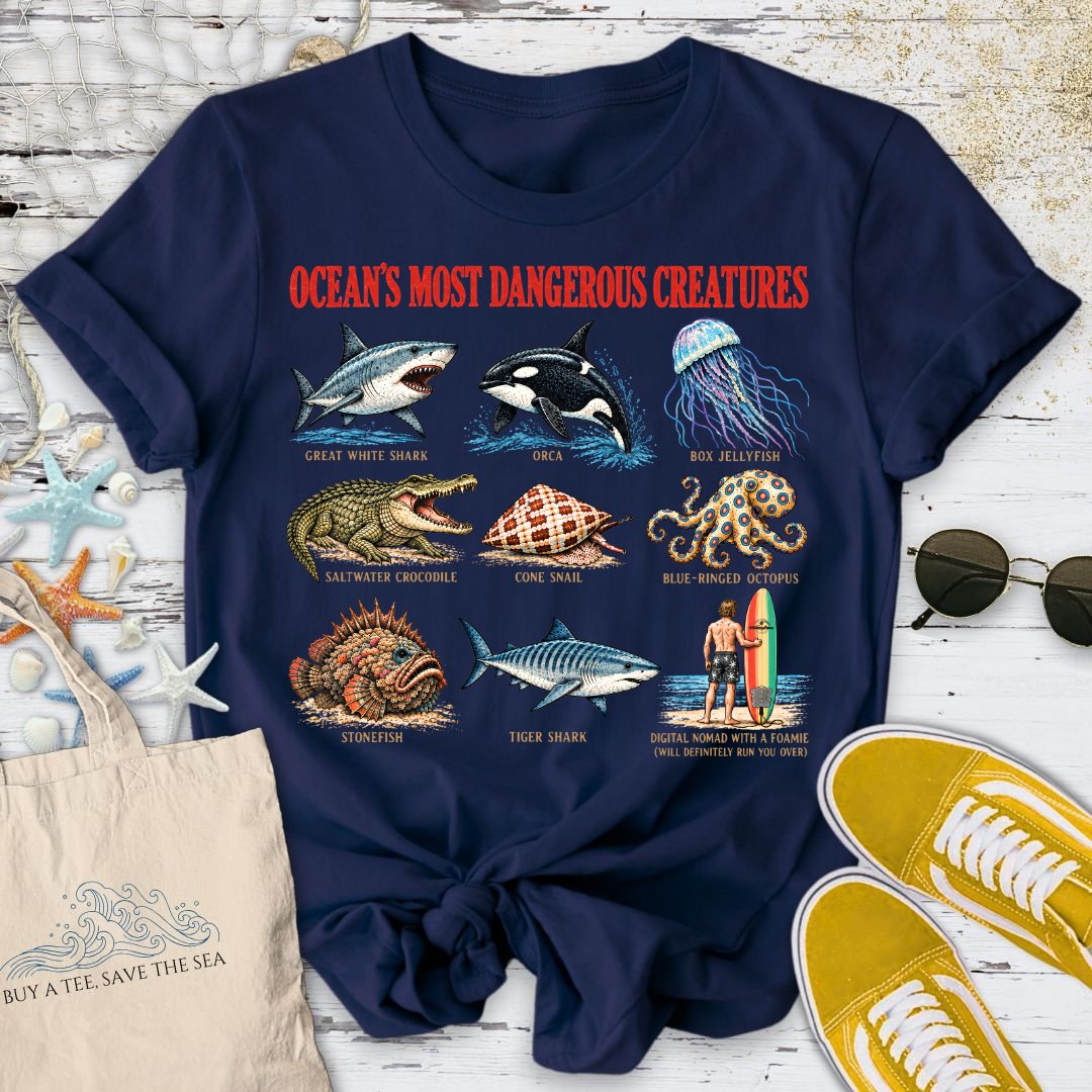 Ocean's Most Dangerous Creatures T-Shirt in Navy - Dolce Reverie