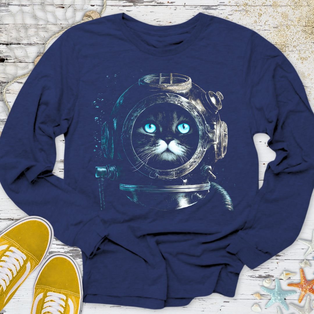 Deep Diver Cat Long Sleeve Tee