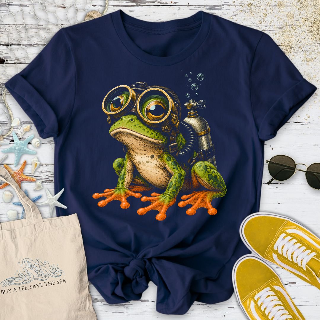 Scuba Diver Frog T-Shirt in Navy - Dolce Reverie