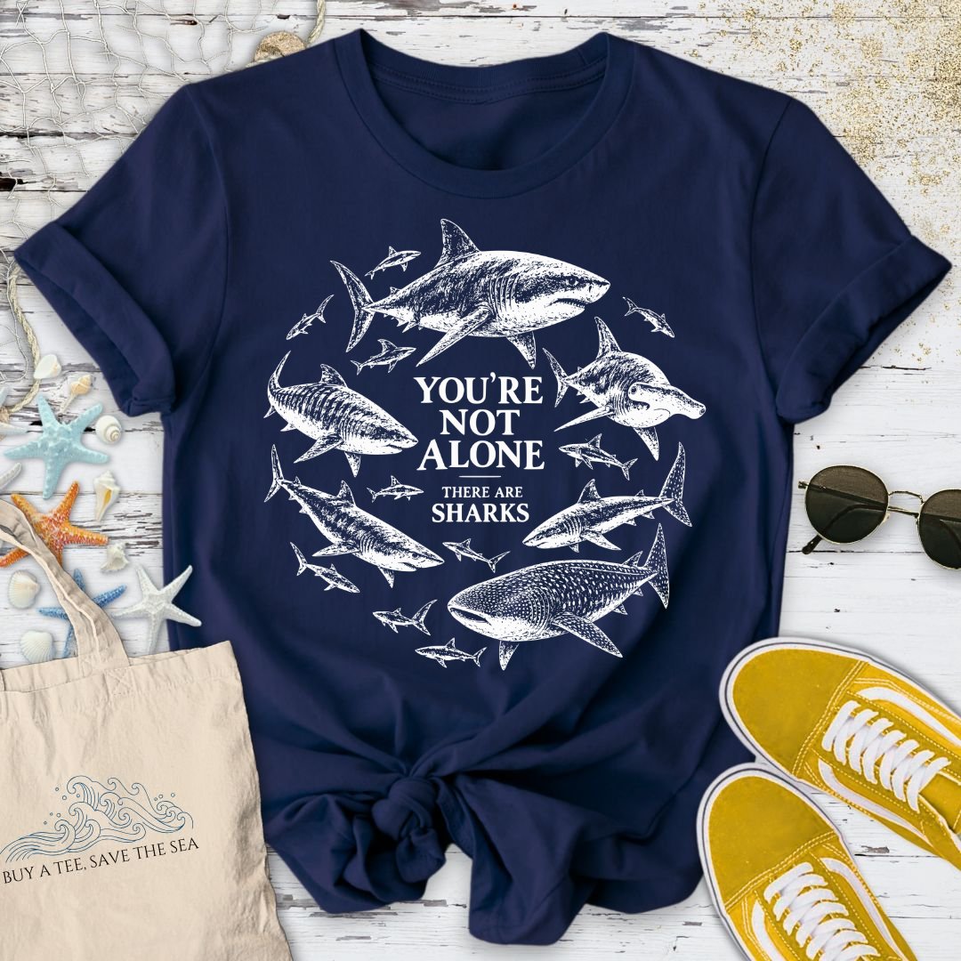 You're Not Alone, Sharks T-Shirt in Navy - Dolce Reverie