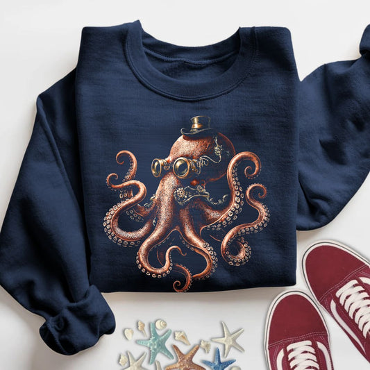Steampunk Octopus Sweatshirt in Navy - Dolce Reverie