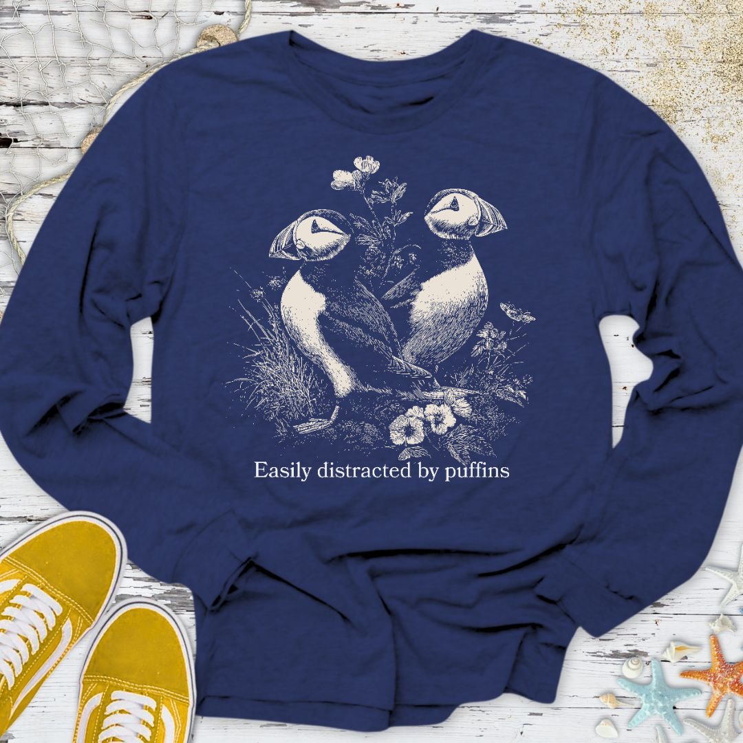 Distracted By Puffins Long Sleeve Tee