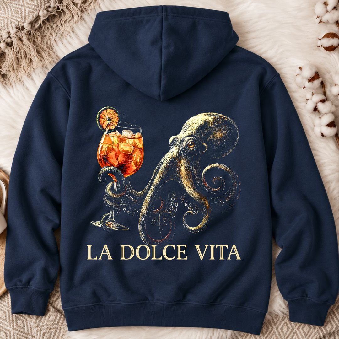 Octopus La Dolce Vita Back Print Hoodie