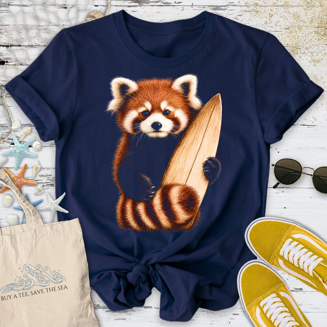 Surfing Red Panda T-Shirt in Navy - Dolce Reverie