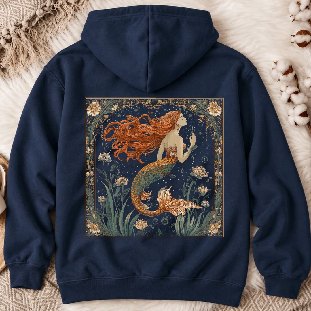 Mermaid Art Nouveau Back Print Hoodie