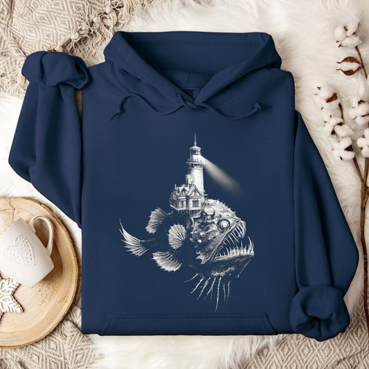 Lighthouse Anglerfish Hoodie in Navy - Dolce Reverie