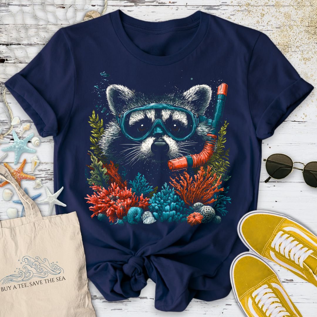 Scuba Diver Raccoon T-Shirt in Navy - Dolce Reverie