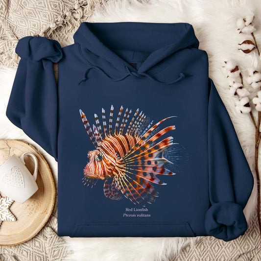 Red Lionfish Hoodie in Navy - Dolce Reverie