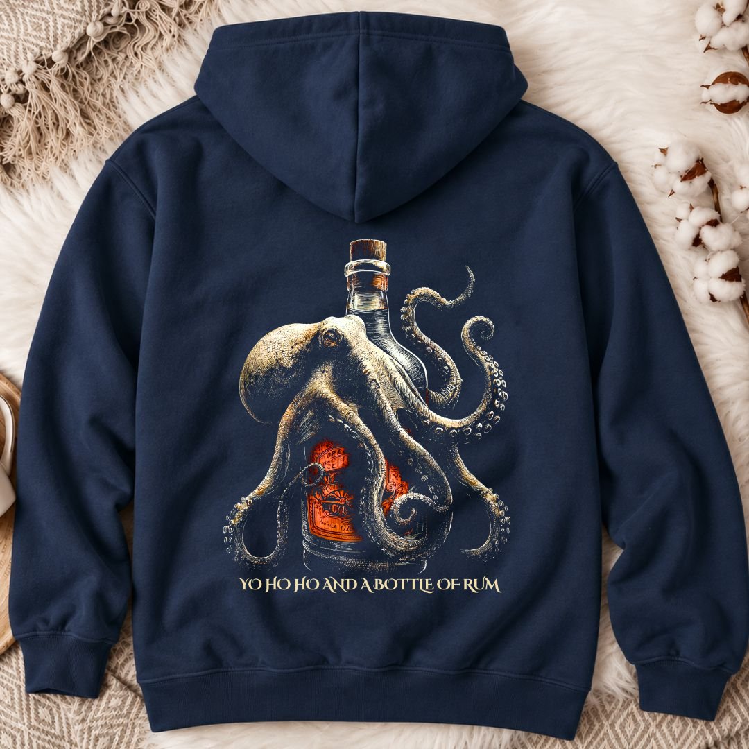 Octopus & A Bottle Of Rum Back Print Hoodie