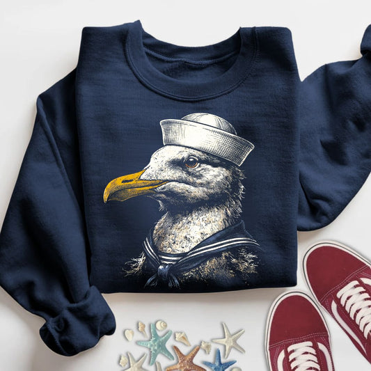 Seagull Sailor Sweatshirt in Navy - Dolce Reverie