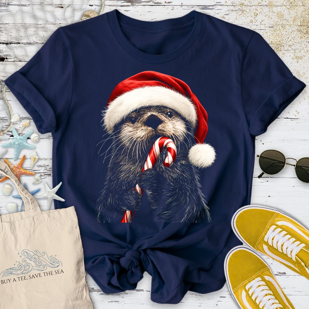 Santa Otter T-Shirt in Navy - Dolce Reverie