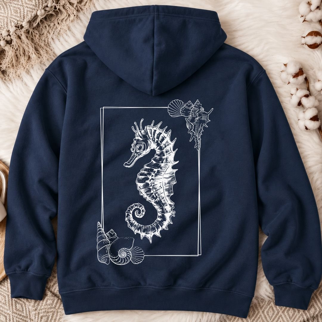 Vintage Seahorse Back Print Hoodie