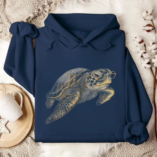 The Scholar Turtle Hoodie in Navy - Dolce Reverie