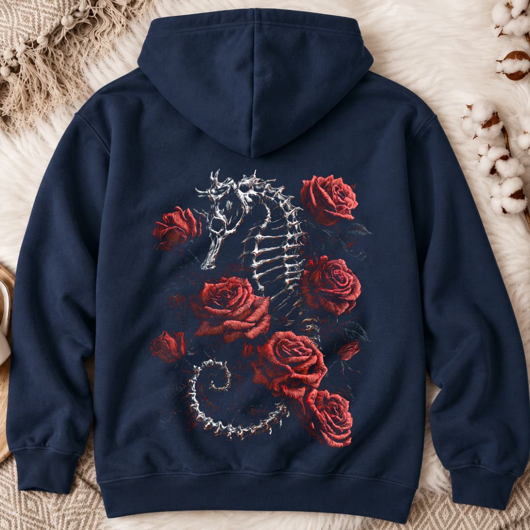 Bed Of Roses Seahorse Back Print Hoodie