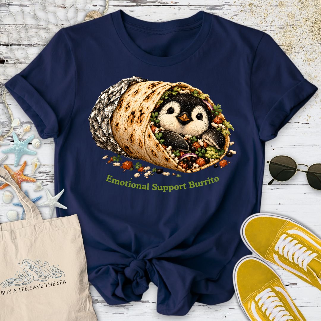 Emotional Support Burrito, Penguin T-Shirt in Navy - Dolce Reverie