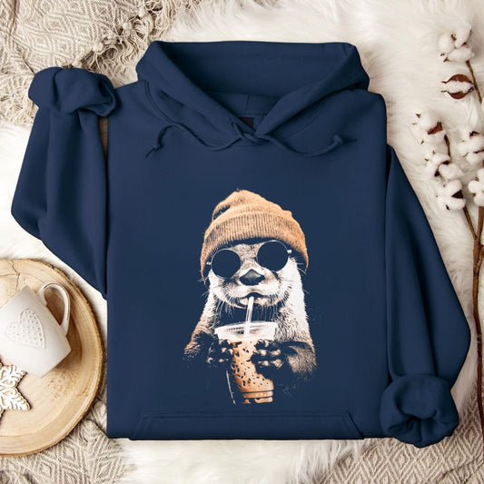 Hipster Otter Hoodie in Navy - Dolce Reverie