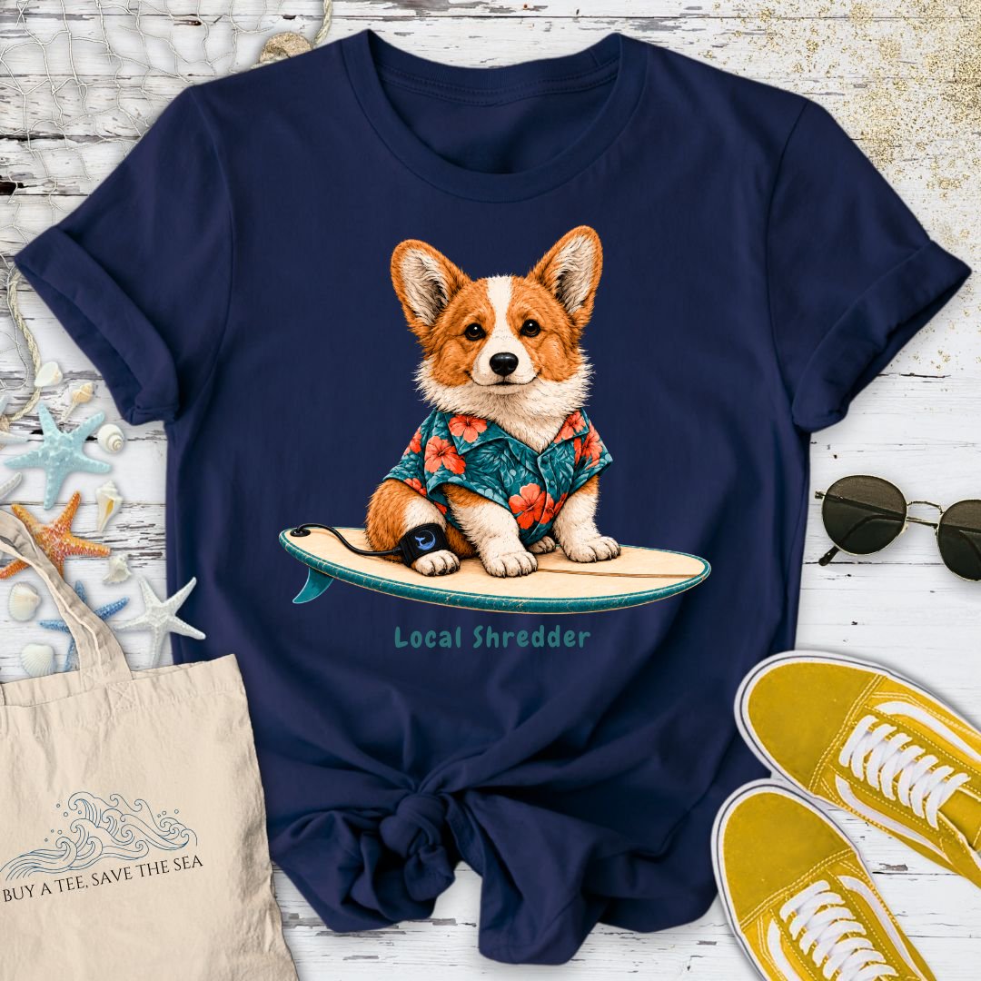 Local Shredder Corgi T-Shirt in Navy - Dolce Reverie