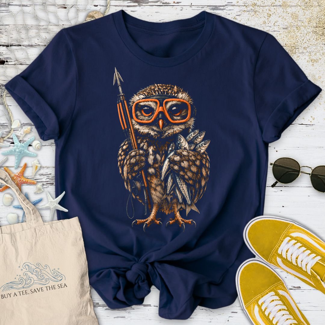 Spearfishing Owl T-Shirt in Navy - Dolce Reverie