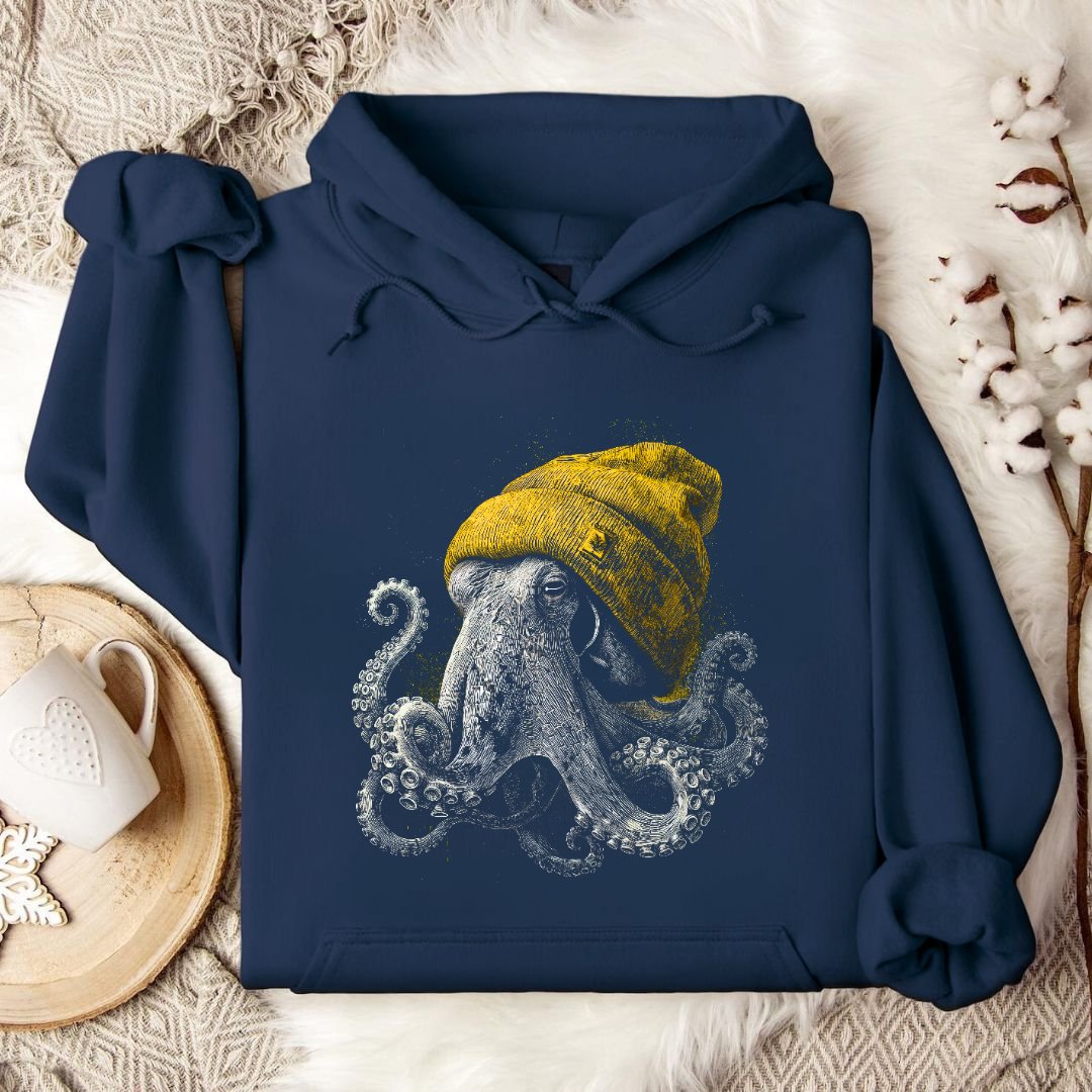 Winter Octopus Hoodie in Navy - Dolce Reverie