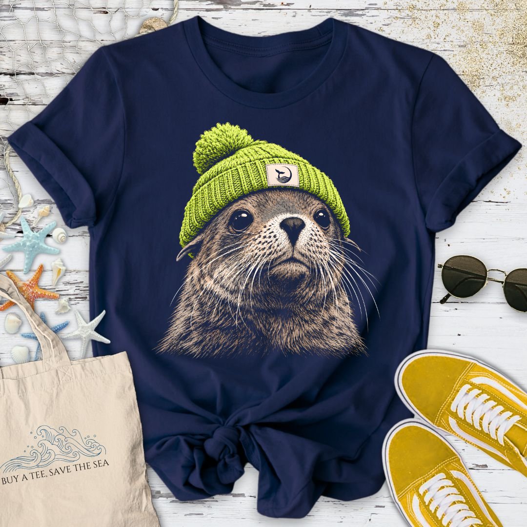 Green Beanie Seal T-Shirt in Navy - Dolce Reverie