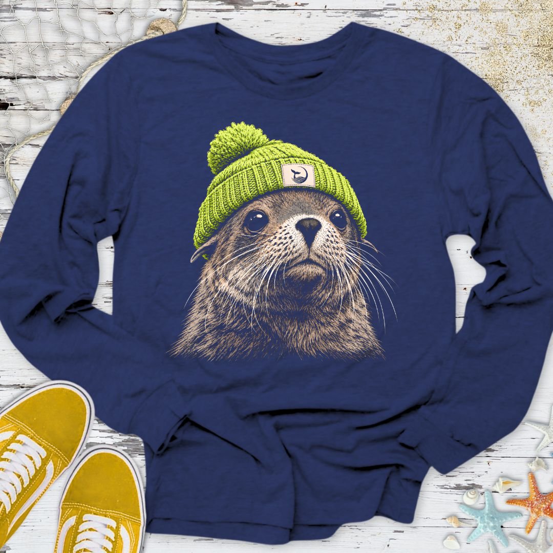 Green Beanie Seal Long Sleeve Tee