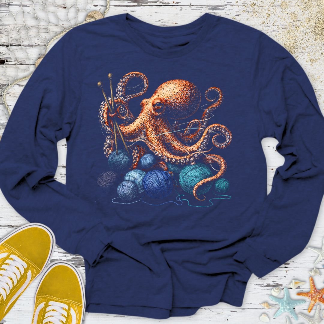 Knitting Octopus Long Sleeve Tee